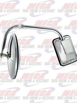 MIRROR HOOD MOUNT CURVED ARM S/S UA