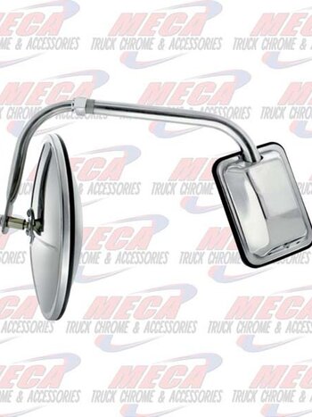 MIRROR HOOD MOUNT CURVED ARM S/S UA