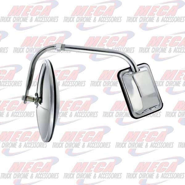 MIRROR HOOD MOUNT CURVED ARM S/S UA