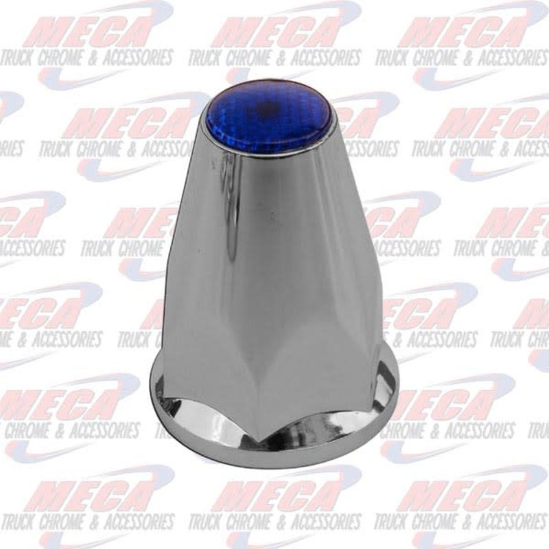 NUT COVER PUSH ON W/FLANGE 33MM FLAT TOP BLUE20/PK