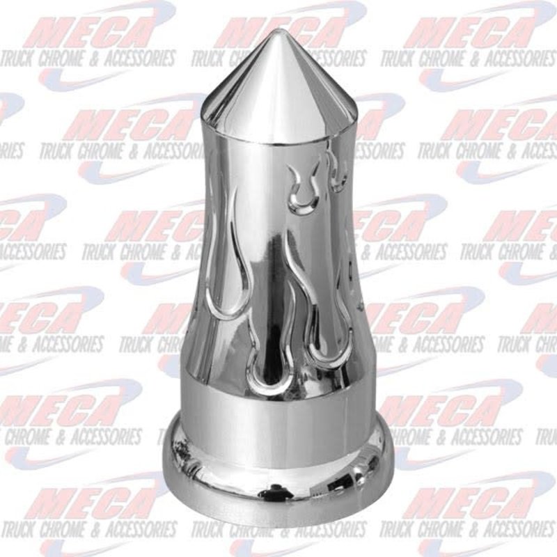 NUT COVER W/ FLAMES SPIKE TIP 33MM PUSH ON 4-1/8"