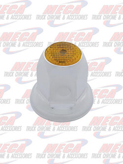 NUT COVER METAL CHROME W/FLANGE 33MM AMBER EACH