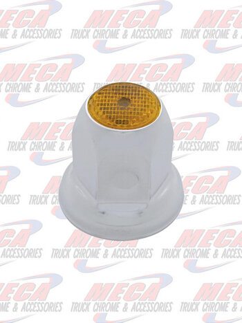 NUT COVER METAL CHROME W/FLANGE 33MM AMBER EACH