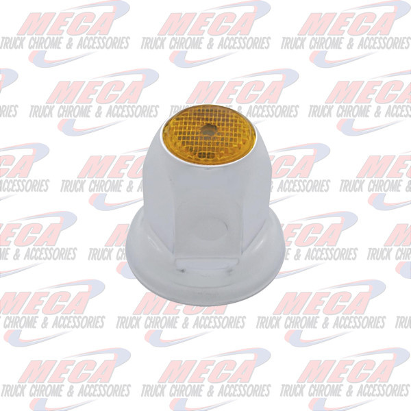 NUT COVER METAL CHROME W/FLANGE 33MM AMBER EACH