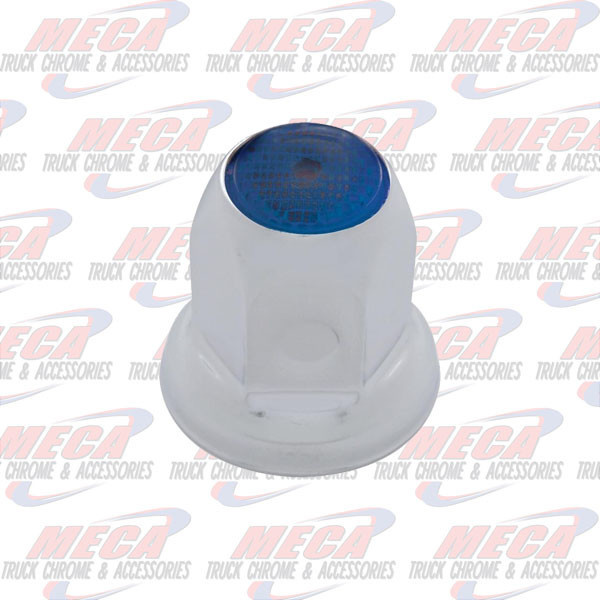 NUT COVER METAL CHROME W/FLANGE 33MM BLUE EACH