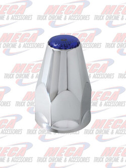 NUT COVER PLASTIC CHR W/FLANGE 33MM BLUE SCREW IN
