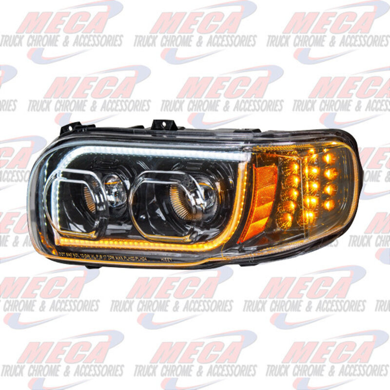 HEADLIGHT HOUSING PB 388, 389 DRIVER SIDE 100% LED BLACK HEADLAMP