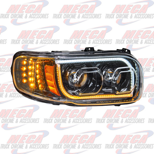 HEADLIGHT HOUSING PB 388, 389 PASSENGER SIDE 100% LED BLACK HEADLAMP