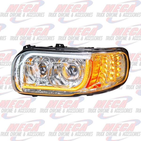 HEADLIGHT HOUSING PB 388, 389 DRIVER SIDE 100% LED CHROME HEADLAMP