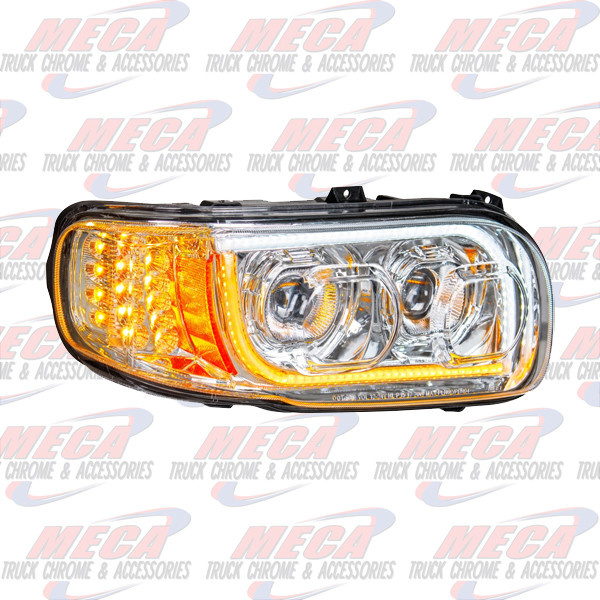 HEADLIGHT HOUSING PB 388, 389 PASSENGER SIDE 100% LED CHROME HEADLAMP