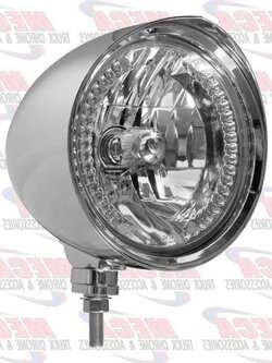 HEADLAMP MOTORCYCLE CHOPPER STYLE W/ WHITE LEDS