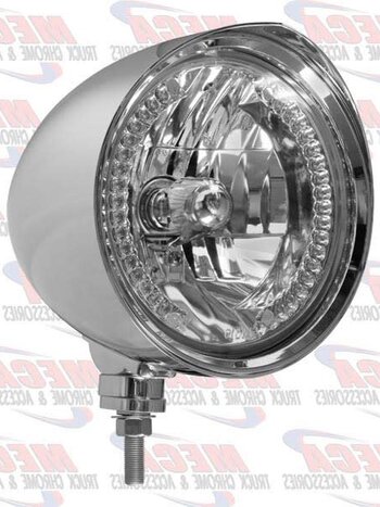 HEADLAMP MOTORCYCLE CHOPPER STYLE W/ WHITE LEDS