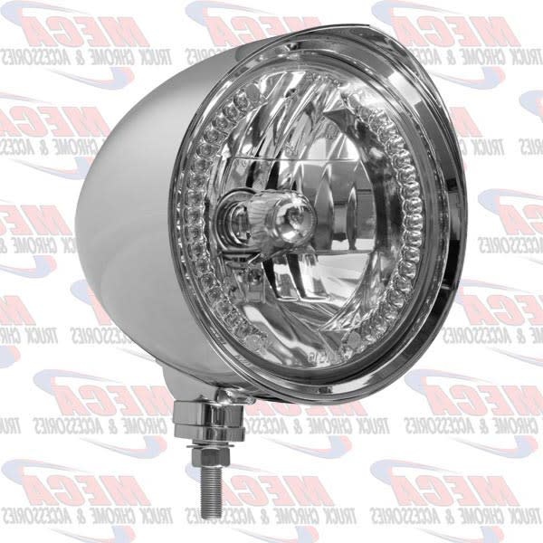 HEADLAMP MOTORCYCLE CHOPPER STYLE W/ WHITE LEDS