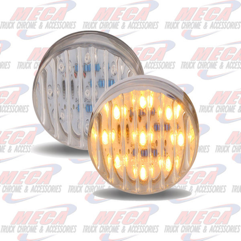 2" LED AMBER CLEAR 9 DIODES MARKER LIGHT RIBBED