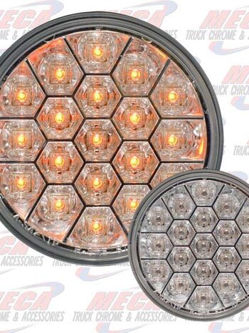 LED 4'' 19 DIODE AMBER CLEAR W/ REFLECTORS