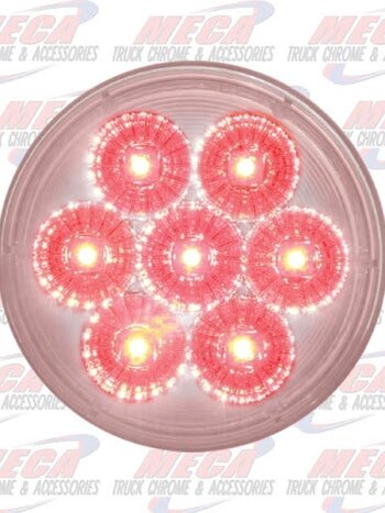 LED 4'' CLEAR RED ECO W/ 7 LARGE DIODES & REFLECTOR
