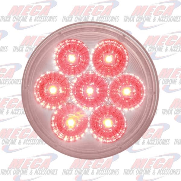 LED 4'' CLEAR RED ECO W/ 7 LARGE DIODES & REFLECTOR