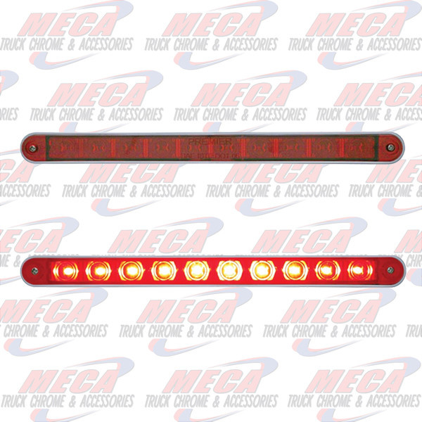 10 LED 9" LIGHT BAR RED W/ CHROME PLASTIC BEZEL