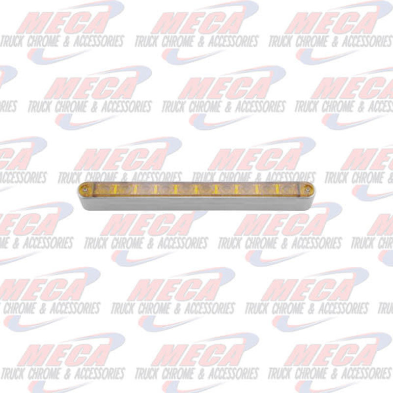 10 LED 9" LIGHT BAR AMBER W/ CHROME PLASTIC BEZEL