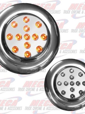 LED CHROME LIGHT 2.5'' AMBER W/ FLANGE