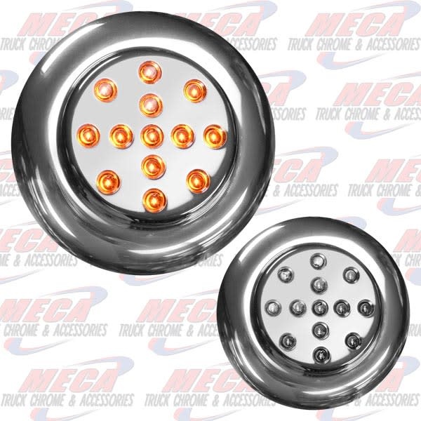 LED CHROME LIGHT 2.5'' AMBER W/ FLANGE