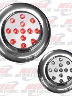 LED CHROME LIGHT 2.5'' RED W/ FLANGE