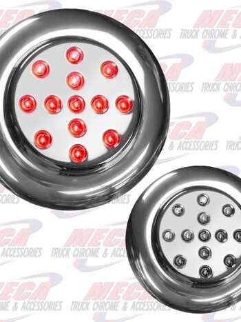 LED CHROME LIGHT 2.5'' RED W/ FLANGE