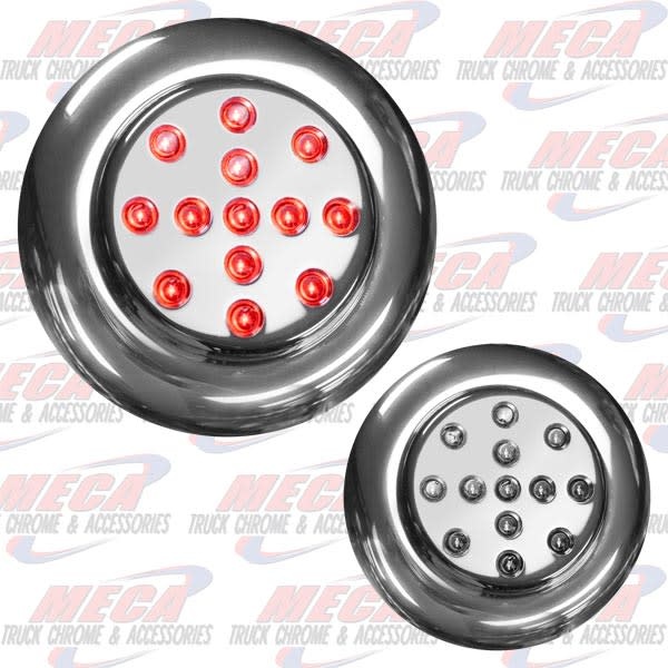 LED CHROME LIGHT 2.5'' RED W/ FLANGE