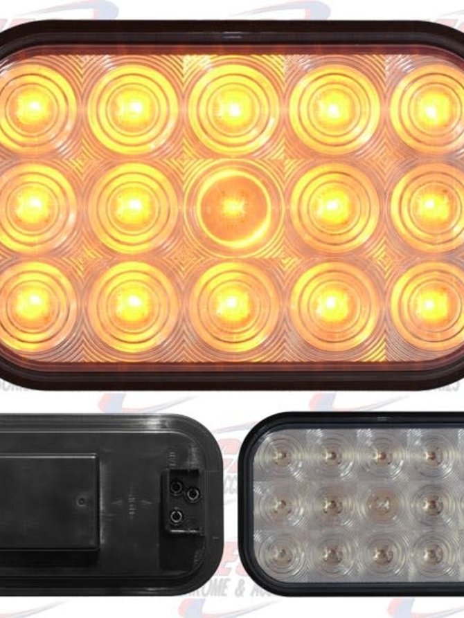 LIGHT LED SQUARE CLEAR AMBER W/ 15 DIODES - Meca Truck Chrome