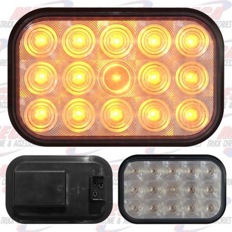 LIGHT LED SQUARE CLEAR AMBER W/ 15 DIODES