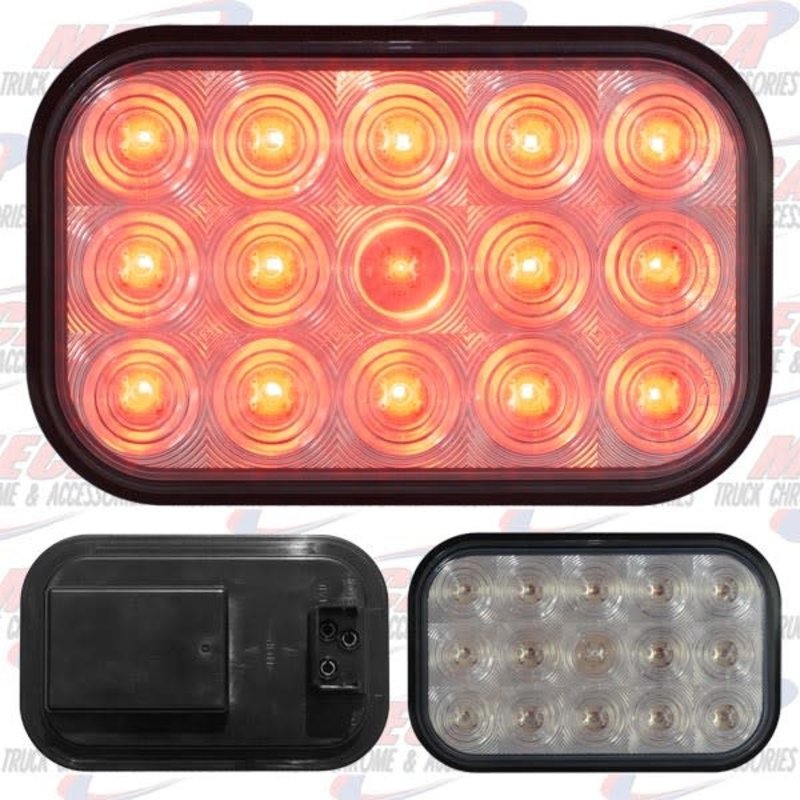LIGHT LED SQUARE CLEAR RED W/ 15 DIODES