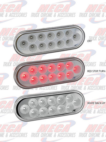 LED LIGHT OVAL RED & WHITE DUAL REVOLUTION FOR TAIL & BACK UP