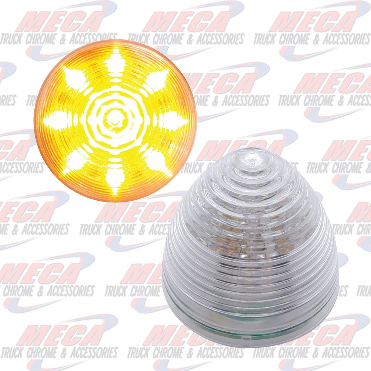 2'' LED AMBER CLEAR BEEHIVE 9 DIODES MARKER LIGHT