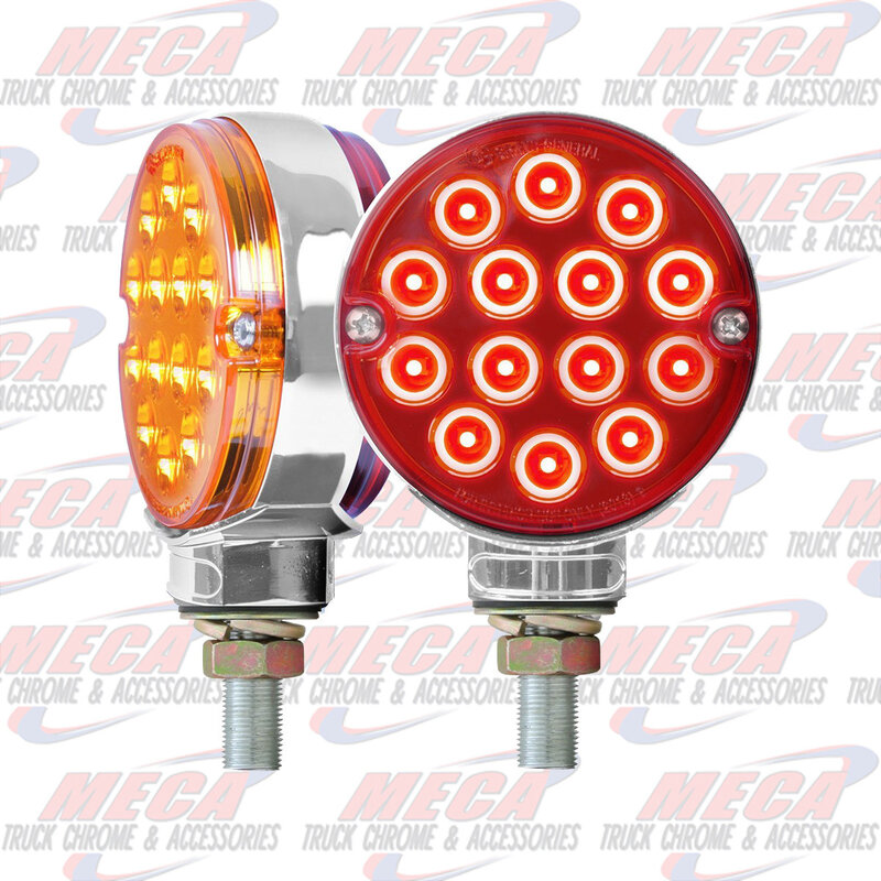 3" PEARL DOUBLE FACE AMBER/RED 14 LED/SIDE, TWIN PACK