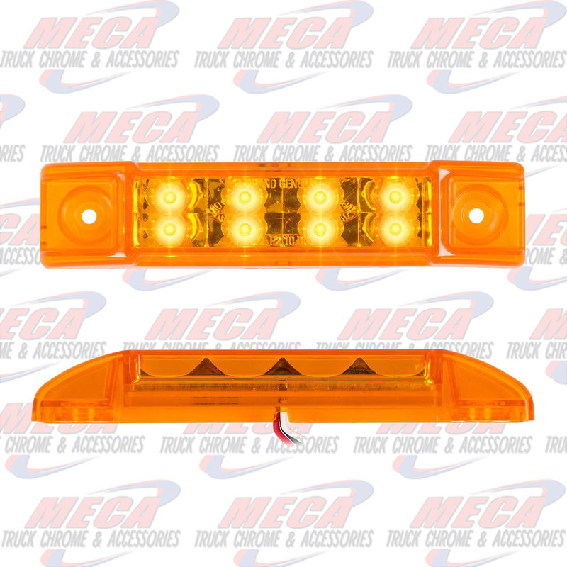 6"L RECT. PEARL AMBER/AMBER 8 LED LIGHT, HIGH/LOW 3 WIRES