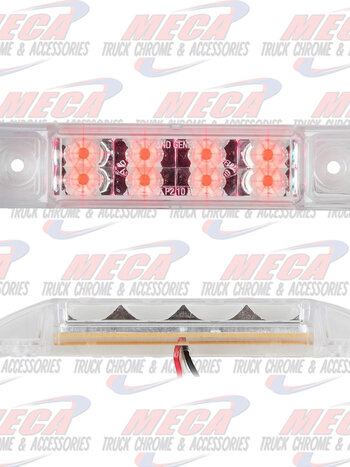 6"L RECT. PEARL RED/CLEAR 8 LED LIGHT, HIGH/LOW 3 WIRES