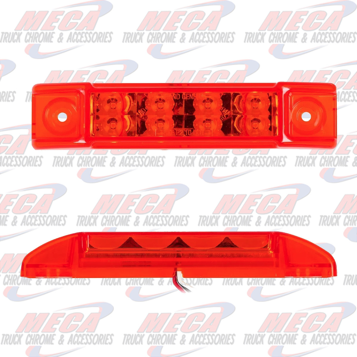 6"L RECT. PEARL RED/RED 8 LED LIGHT, HIGH/LOW 3 WIRES