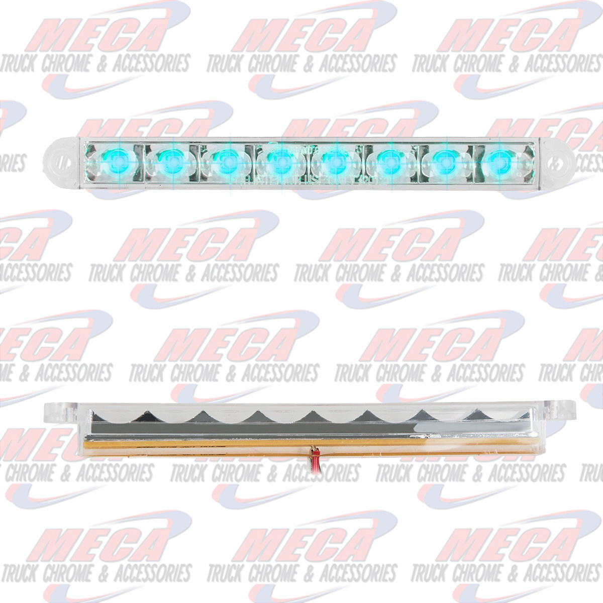6-1/2" PEARL BLUE/CLEAR 8LED LIGHT BAR, 3 WIRES