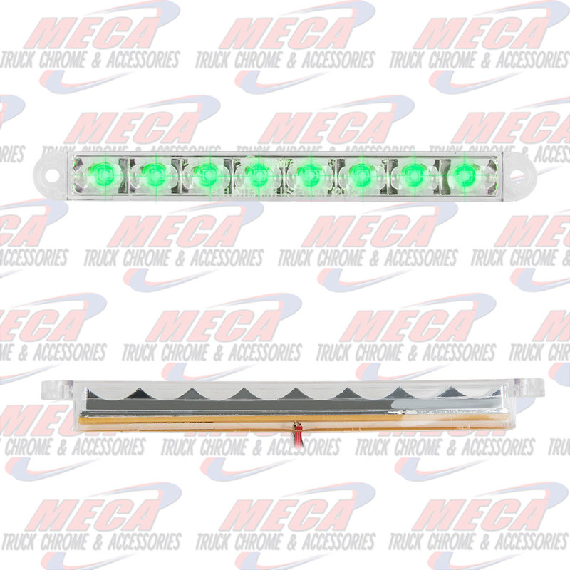 6-1/2" PEARL GREEN/CLEAR 8LED LIGHT BAR, 3 WIRES