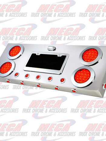 S.S. REAR LIGHT PANEL W/ 4"&1" RED/RED LED, W/ LIC., NEW V2