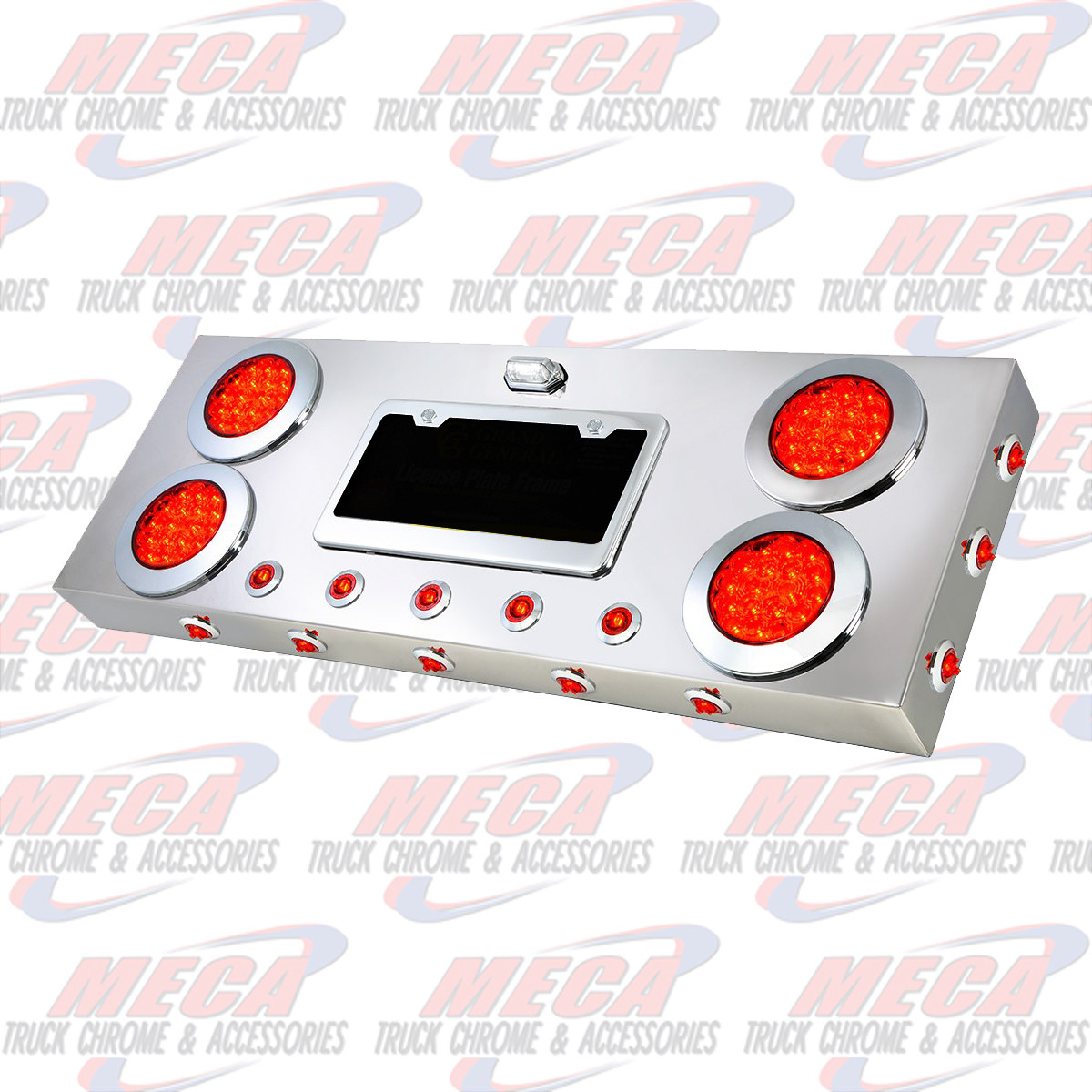 S.S. REAR LIGHT PANEL W/ 4"&1" RED/RED LED, W/ LIC., NEW V2