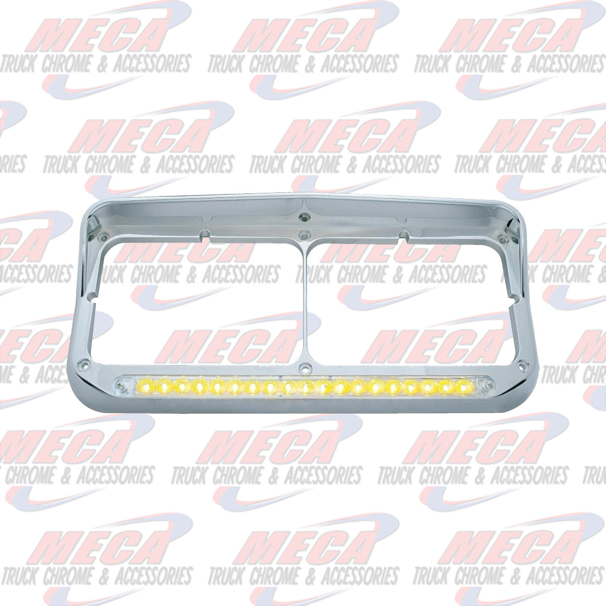 CHROME HDLT BEZEL W/ AMBER CLEAR LED'S & VISOR