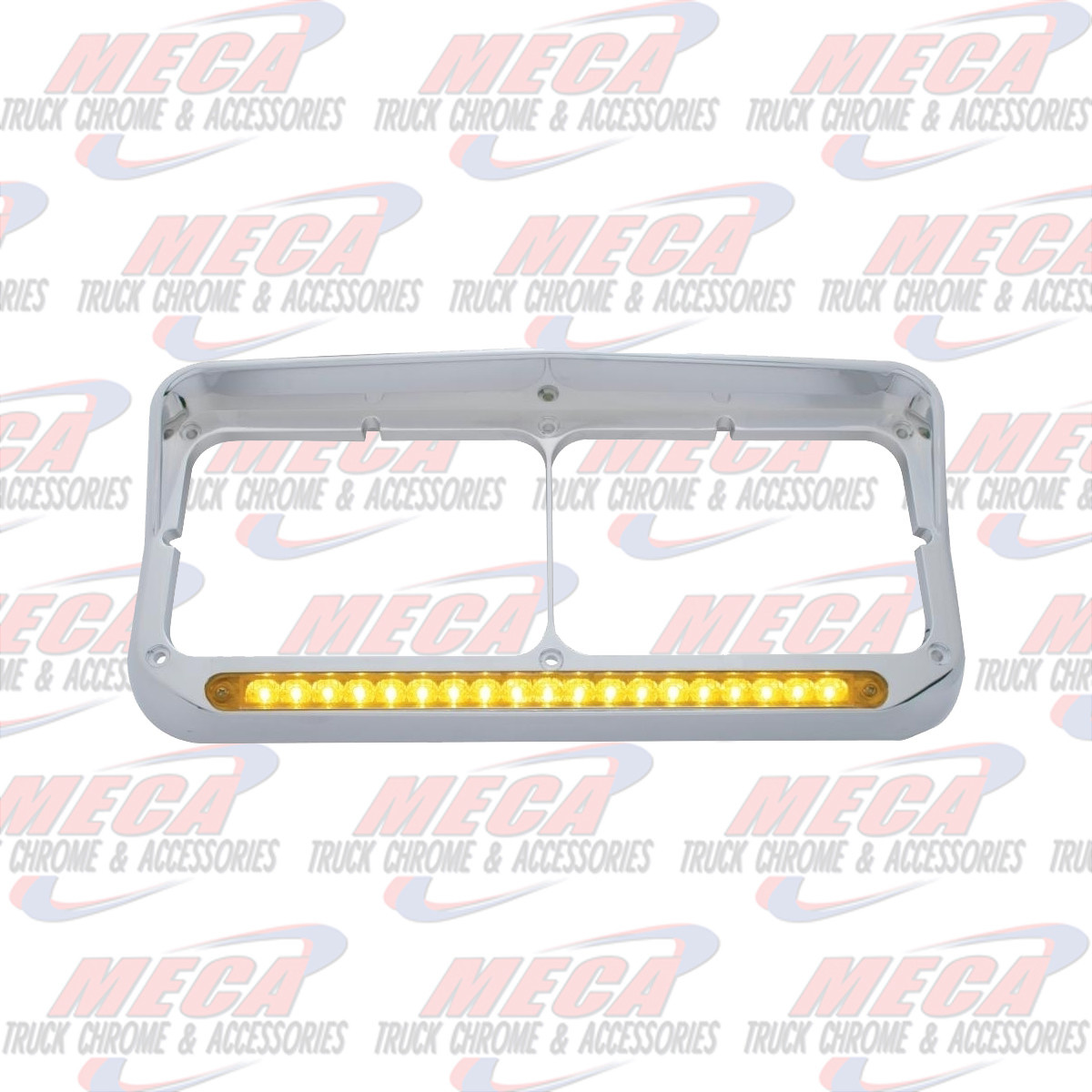 CHROME HDLT BEZEL W/ AMBER REFLECTOR LED'S & VISOR