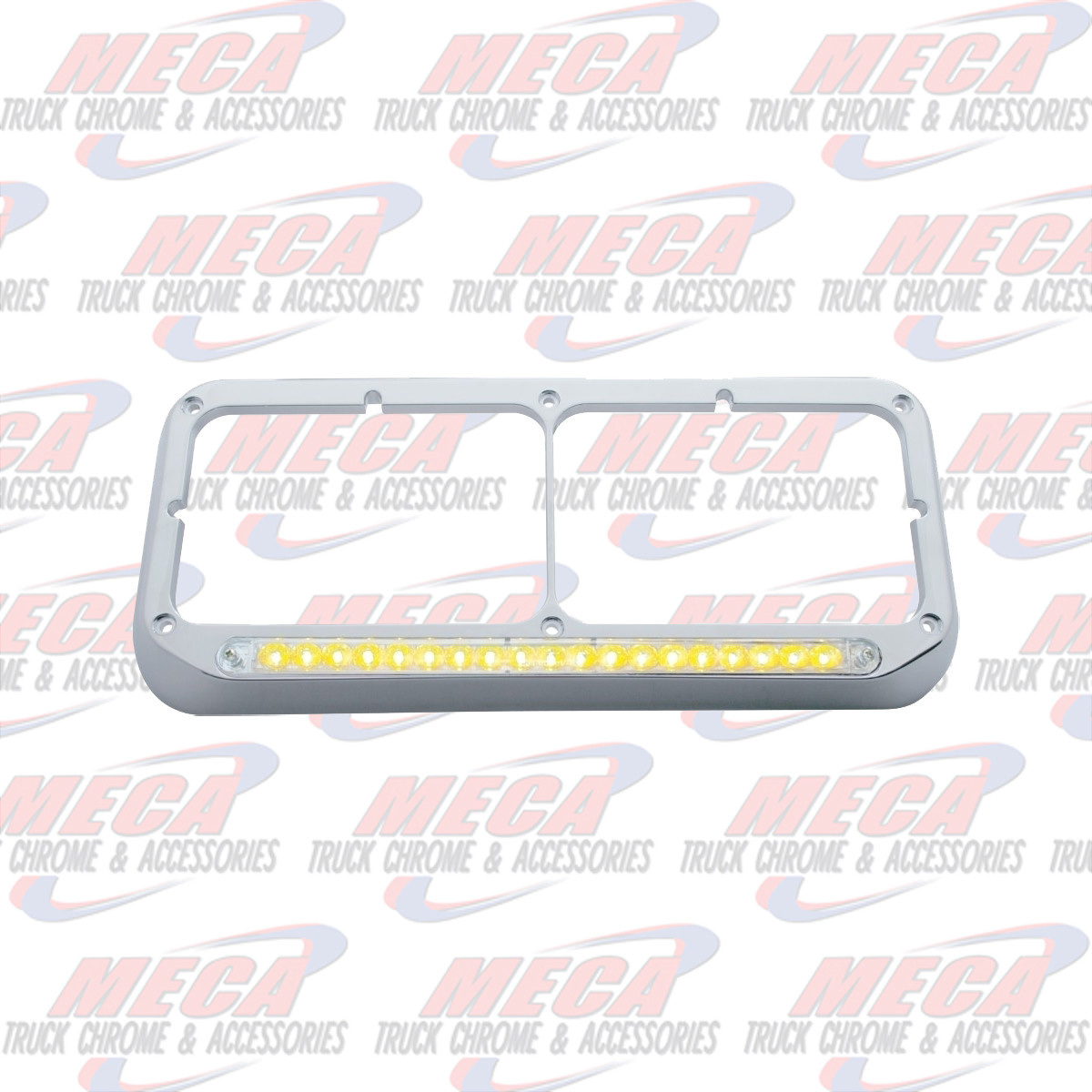 CHROME HDLT BEZEL W/ CLR AMBER LED W/O VISOR