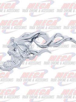 FLAMING SKULL ACCENT LEFT CHROME 2-7/8" x 7-1/4"