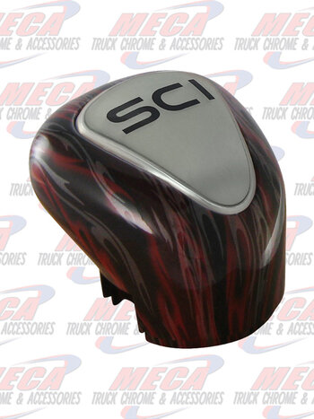 GEARSHIFT KNOB FLAMES BLK & SLVR / RED (13/18)