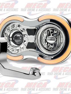 HEADLIGHT PB ASSEMBLY DOUBLE ROUND 5.75'' RETRO PASSENGER W/BRACKETS