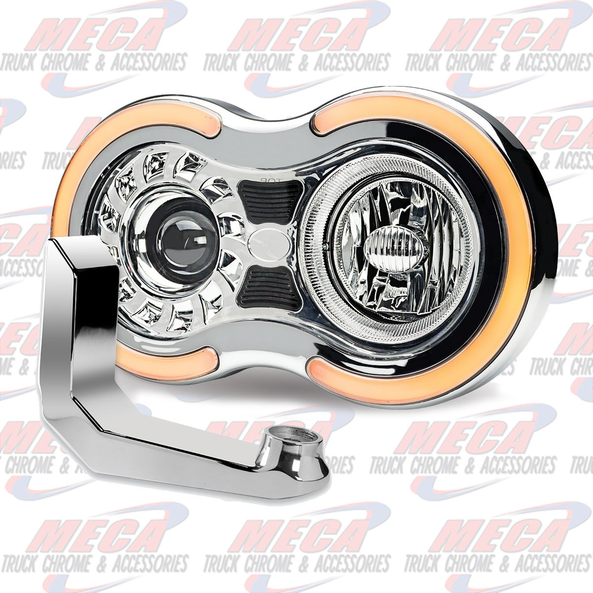 HEADLIGHT PB ASSEMBLY DOUBLE ROUND 5.75'' RETRO PASSENGER W/BRACKETS