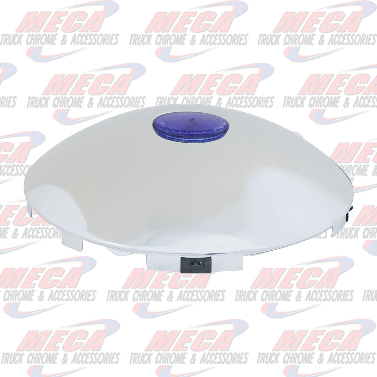 CR. UNIV. FRONT HUB CAP W/BLUE REF., 1" LIP, 6 NOTCHES