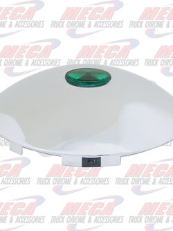 CR. UNIV. FRONT HUB CAP W/GREEN REF., 1" LIP, 6 NOTCHES
